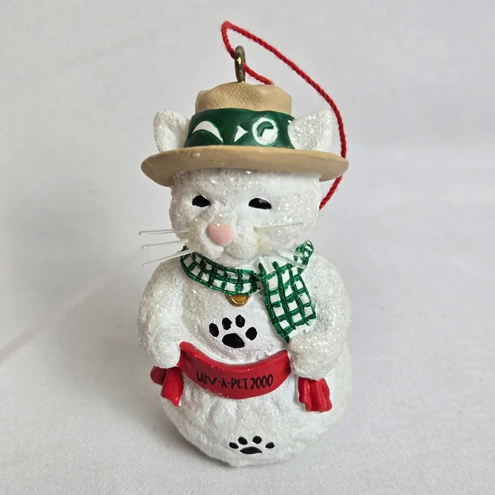 Pet Holiday Luv-A-Pet 2000 Snowkitty Cat Christmas Ornament‎ & BoxVintage Y2K